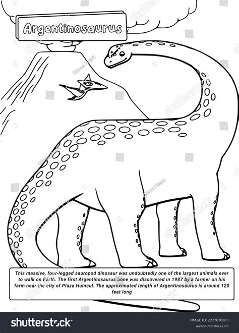 Argentinosaurus Dinosaur Coloring Page for kids - Royalty Free Stock ...