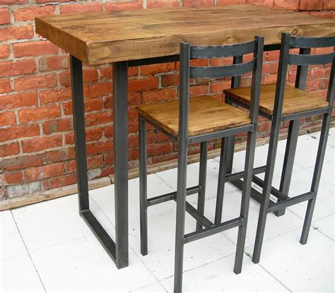 Breakfast bar table & two bar stools rustic industrial | Breakfast bar ...