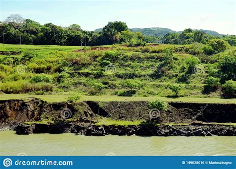 Landscape of the Panama Canal. Stock Photo - Image of nature, shipping ...