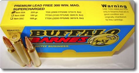 BUFFALO-BARNES PREMIUM LEAD FREE 300 WIN. MAG. SUPERCHARGED Ammo Rifle ...