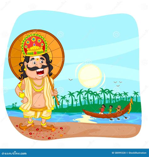 King Mahabali In Onam Background Cartoon Vector | CartoonDealer.com #33405049