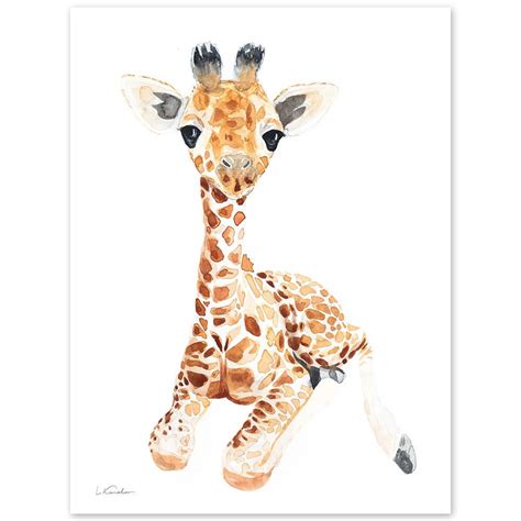 Baby Giraffe Watercolor, Nursery Print, Colorful Wall Art, Baby Room Decor, Safari Wall Decor ...