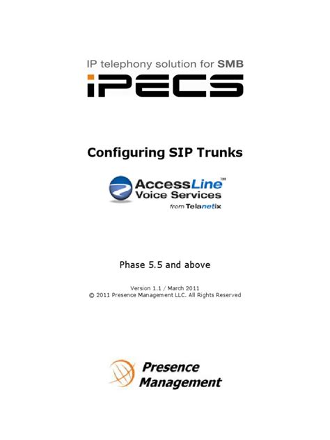 IPECS SIP Trunks Configuration - Accessline | PDF | Session Initiation ...