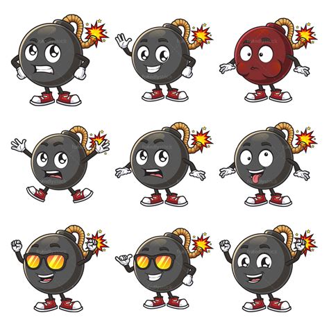 Fuse Bomb Character Clipart Vector Collection - FriendlyStock