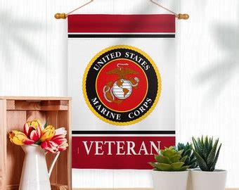 Marines Veteran Marine Corps Garden Flag Outdoor Decorative Yard House Banner Double Sided ...