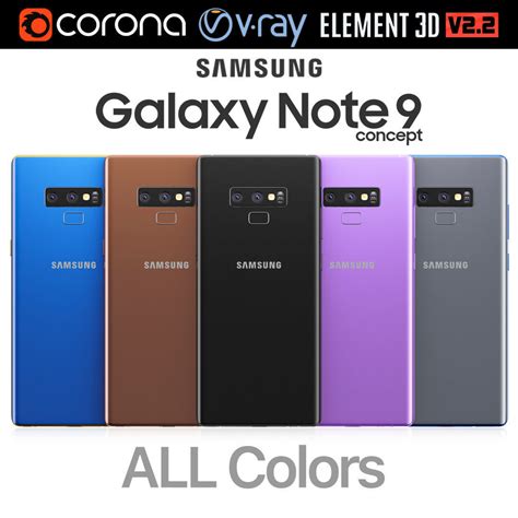 Samsung Galaxy Note 9 All colors 3D | CGTrader