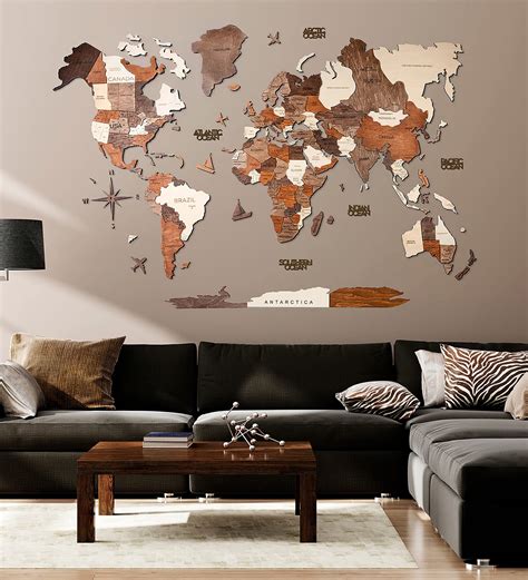 Buy 3D World Map Wooden Wall Art- M Size at 21% OFF by Woodsify | Pepperfry