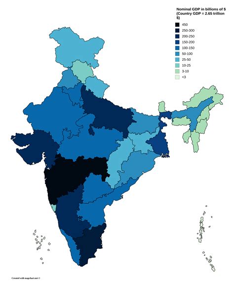 Nominal GDP of Indian states and union territories [4500x2100] : r/MapPorn