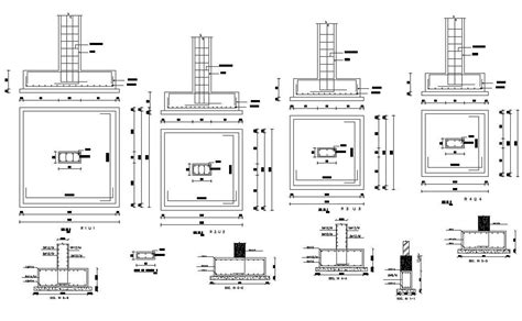 Column Footings Foundation Design Free DWG File - Cadbull