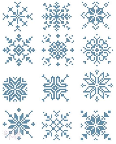 Snowflakes Digital Cross Stitch Chart Instant Download Winter - Etsy