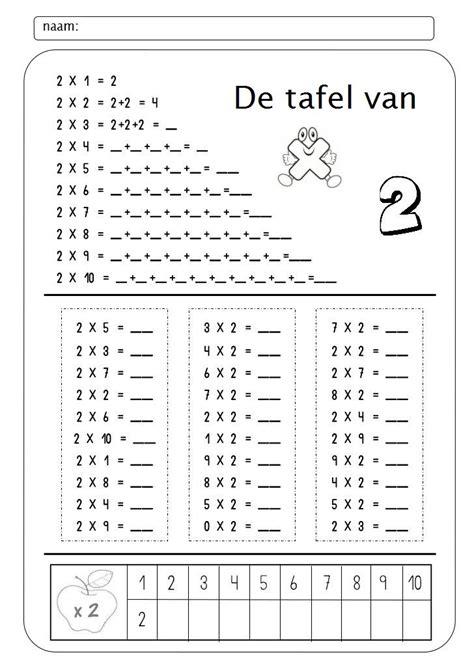 werkblad tafel van 2 | Fichas de matematicas, Hojas de trabajo de ...