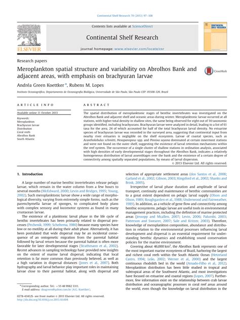 (PDF) Meroplankton spatial structure and variability on Abrolhos Bank and adjacent areas, with ...