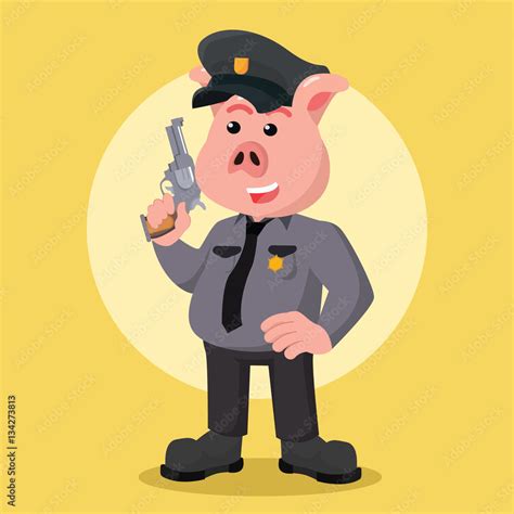 police pig holding a gun Stock Vector | Adobe Stock