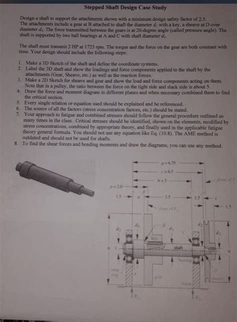 Stepped Shaft Design Case Study Design a shaft to | Chegg.com