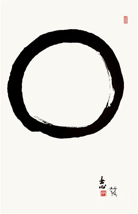 Enso Circle With Mushin Calligraphy Painting by Nadja Van Ghelue