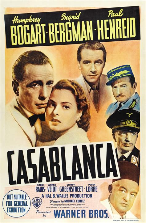 "Casablanca" (1942). Director: Michael Curtiz. | Old movie posters, Classic movie posters ...