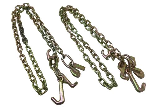 PAIR of 5/16" x 8' G70 Auto Transport FLATBED Chain with RTJ Cluster Hooks+GRAB INCLUDES USPS ...