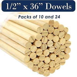 Round Wooden Dowels, 3/4 x 12 Inch, Natural Pine-R-DOWEL-34-