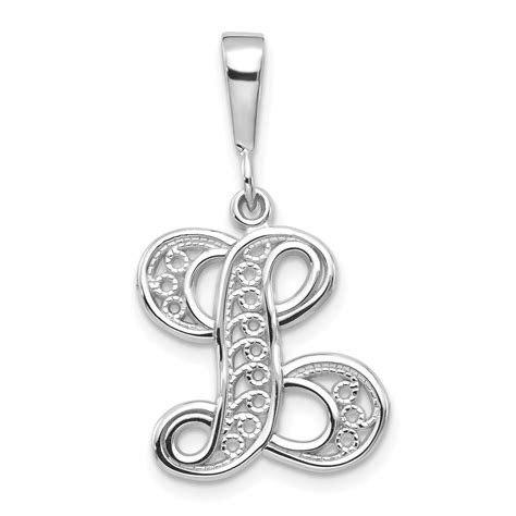 IceCarats - 14kt White Gold Solid Filigree Initial Monogram Name Letter L Pendant Charm Necklace ...