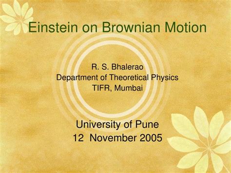 PPT - Einstein on Brownian Motion PowerPoint Presentation, free ...