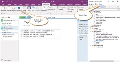 OneNote notebooks, sections, pages tree - Office OneNote Gem Add-Ins