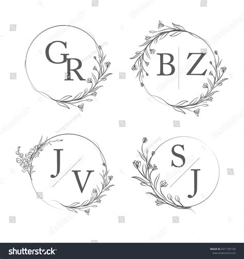 Floral Wedding Logo Hand Drawn Floral Stock Illustration 2011187726 | Shutterstock