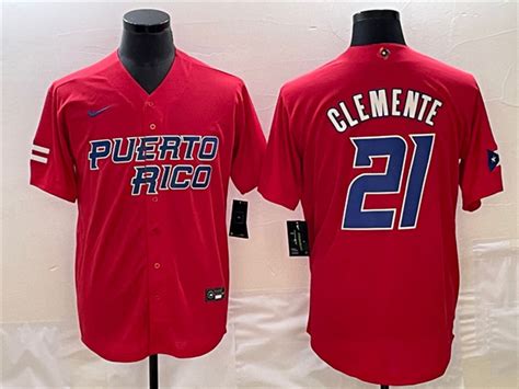 Puerto Rico Baseball #21 Roberto Clemente Red 2023 World Baseball ...