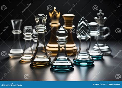 Glass Chess Pieces on a Dark Background, the Concept of Business Strategy. Ai Generative Stock ...