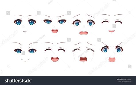 Anime Manga Expressions Eyes Set Girl Stock Vector (Royalty Free) 2004239564 | Shutterstock