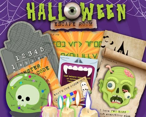 Halloween escape room printable kit for kids. Fun halloween party game, solve puzzles and clues ...