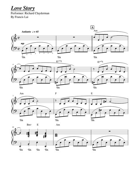 Love Story -Richard Clayderman- Sheet music for Piano (Solo) | Musescore.com