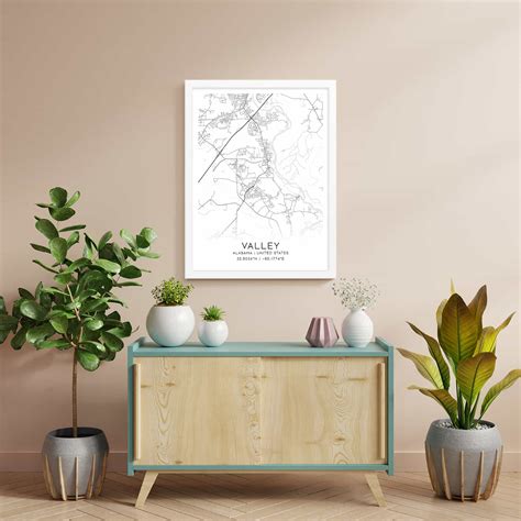 Valley Alabama Map Poster, Modern Home Decor Wall Art Print - Custom ...