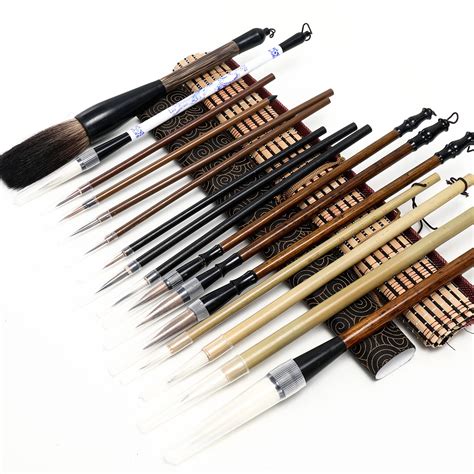 Buy Whaline 18Pcs Chinese Calligraphy Brushes Set with Writing Paper Roll-up Brush Holder ...