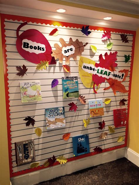 Books are Unbe-LEAF-able! Library Display | Fall library displays, Library book displays ...