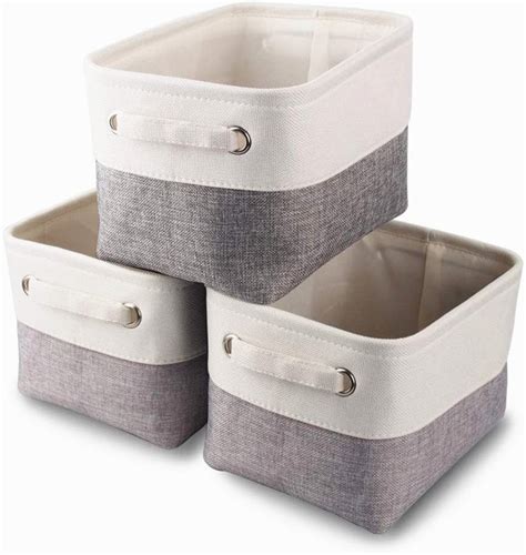 Fabric Storage Box | Mangata Large Canvas Storage Baskets for Cupboards 6 Pack | Grey