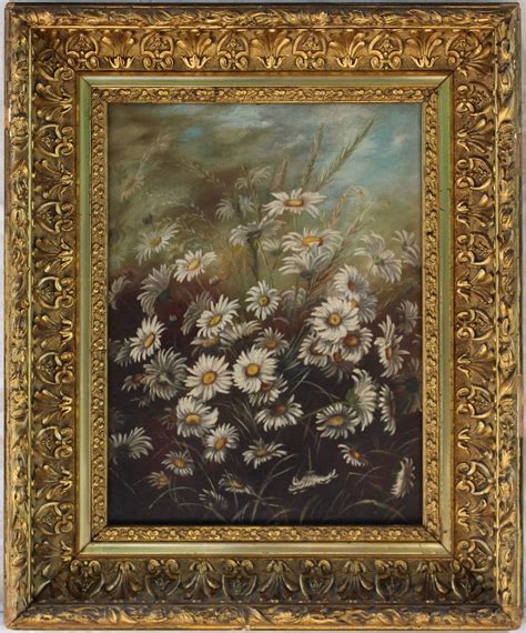 Antique floral original oil painting daisies circa late 1800s | Etsy