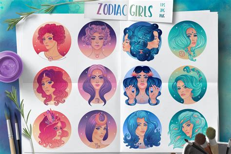 12 Zodiac Girls. Vector set. | People Illustrations ~ Creative Market