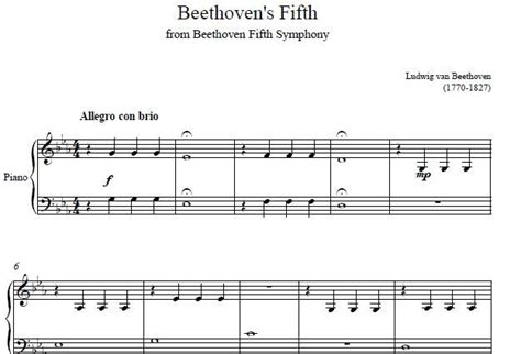 Beethoven 5th Symphony Easy Piano Sheet Music, Beethoven Fifth Symphony ...