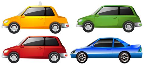 The yellow, green, red and blue car 360328 Vector Art at Vecteezy