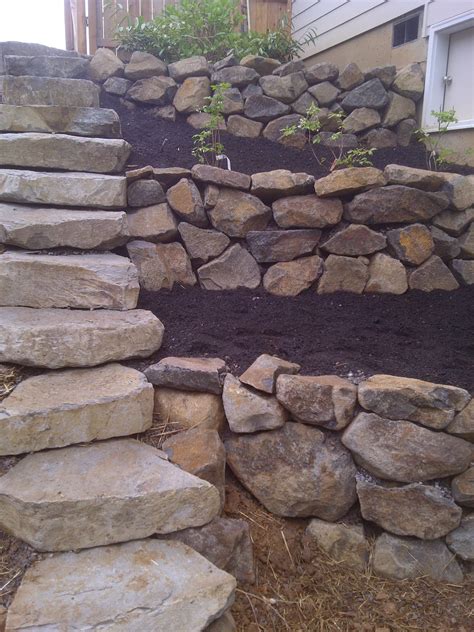 Natural Boulder Retaining Wall | ... Hand Stacked Natural Stone Steps and Retaining Wall ...