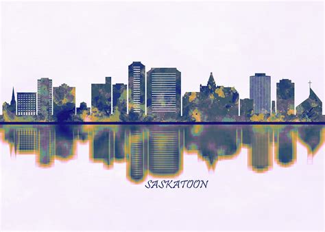 Saskatoon Skyline Mixed Media by NextWay Art - Pixels