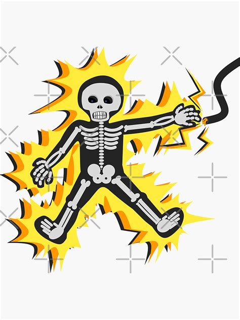 "Electrocuted human skeleton cartoon" Sticker for Sale by Mima40 ...