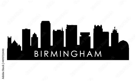 Birmingham skyline silhouette. Black Birmingham, Alabama city design ...