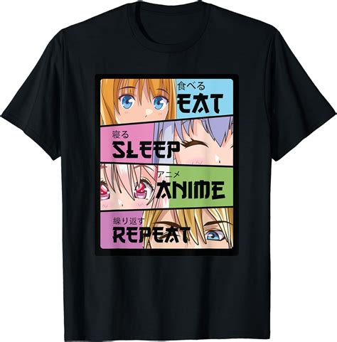 Manga Kawaii Merch - Eat Sleep Anime Repeat - Cute Anime T-shirt | Minaze