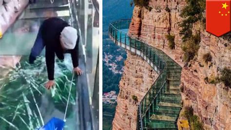 China glass skywalk: Taihang skywalk glass pretends to crack as you ...