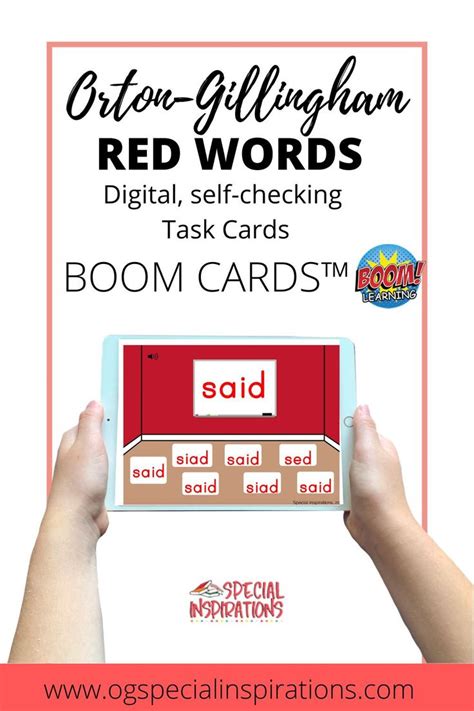 RED WORDS/SIGHT WORDS Set 1 | Digital Resource | Boom Cards™ | Red ...