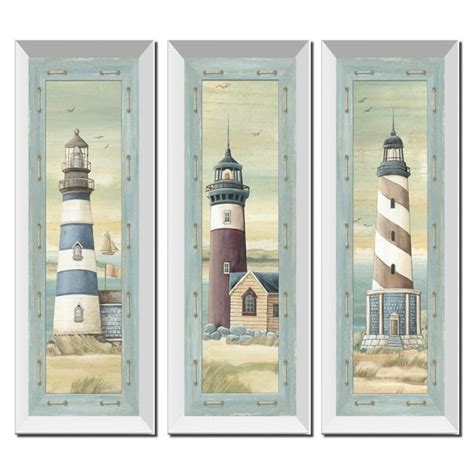 Set of 3 Lighthouse Art Prints Beach Country Coastal Décor-Three 6x18 ...