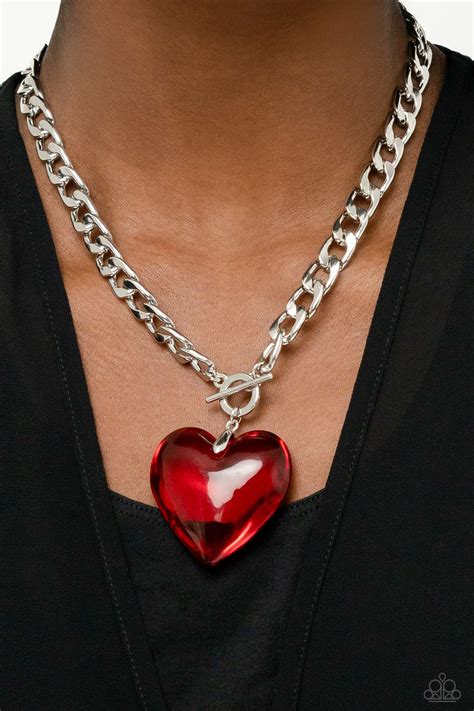 Paparazzi GLASSY-Hero Red Heart Necklace | CarasShop