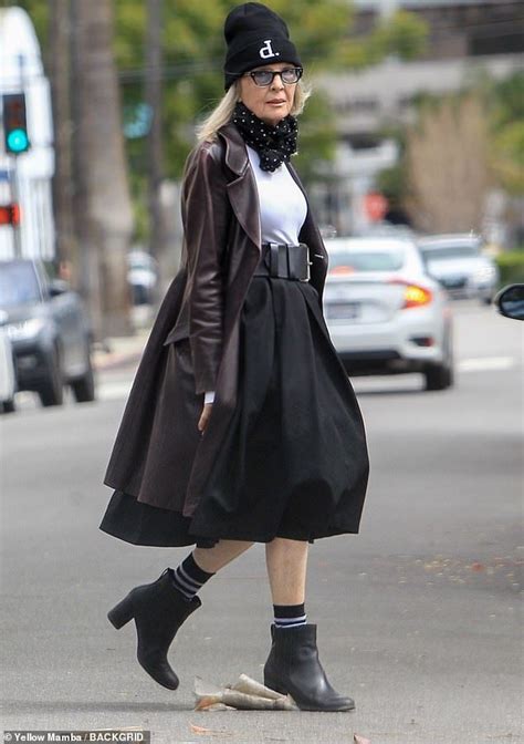 Fashion fiend: Diane Keaton, 73, donned a punky outfit as she stepped ...