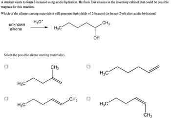 Answered: A student wants to form 2-hexanol using… | bartleby